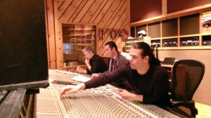 Lance, Paul Lipson and Roy Hendrickson recording the New York Film Chorale singers at Avatar